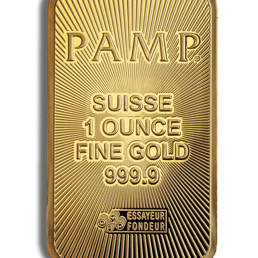 1 oz PAMP Suisse Gold Bar - .9999 Fine Gold with Assay Certification